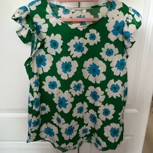 Green and White Floral Top